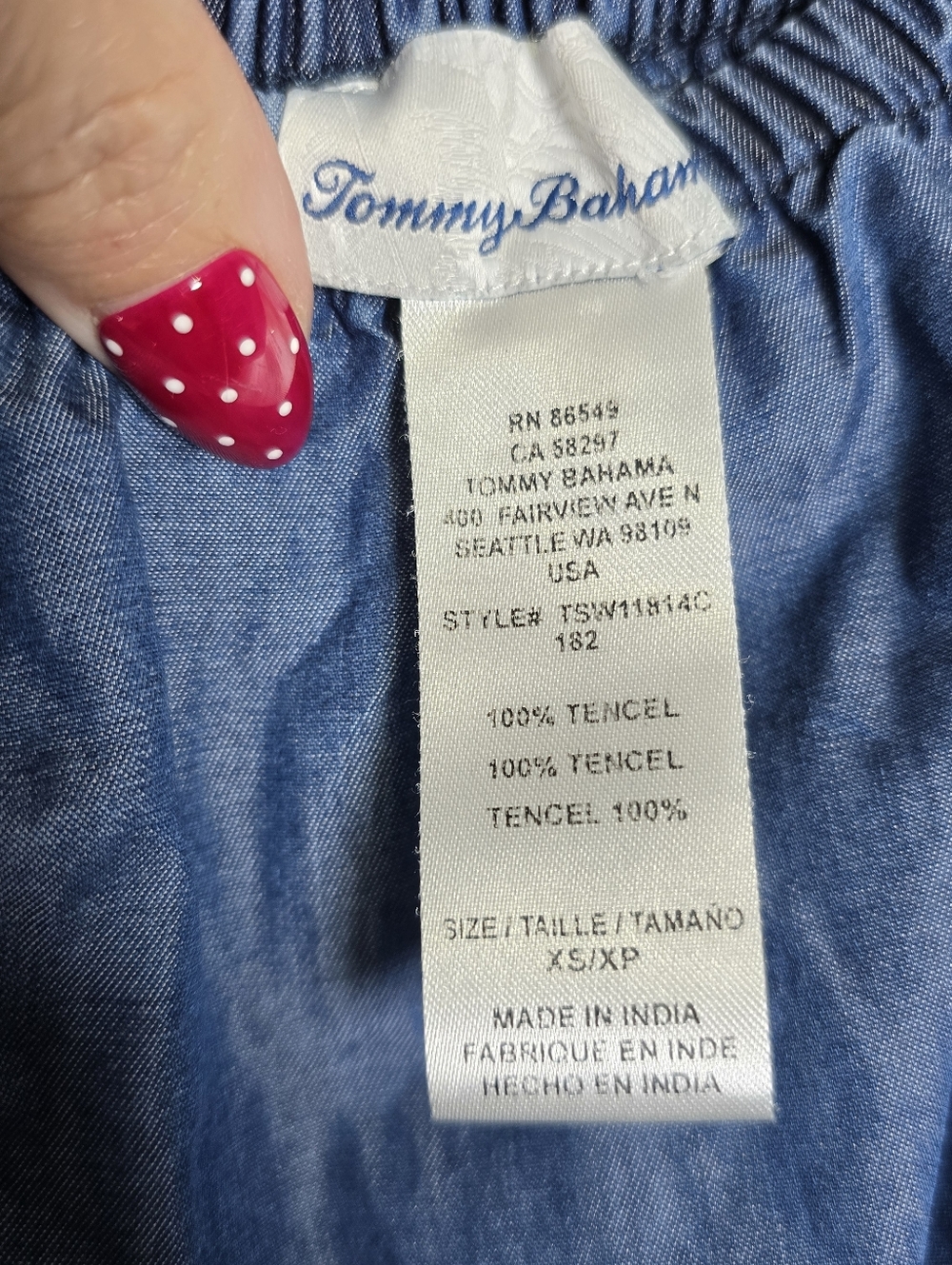 Tommy Bahama Off-Shoulder Chambray Women’s Dress Size XS - Picture 5 of 6